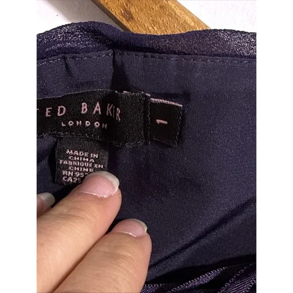 Ted Baker Dress Womens Size 1 Strapless Sleeveless Zip 100% Silk‎ Pleats - Picture 10 of 16